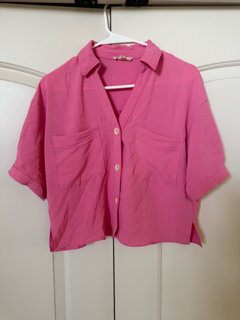 Women's Moa Moa Pink Button-Front Short Sleeve Shirt